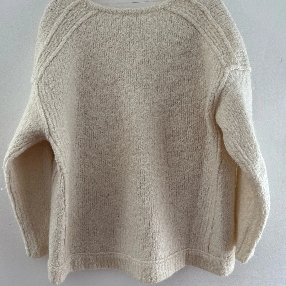 Free People Cream V-Neck Sweater